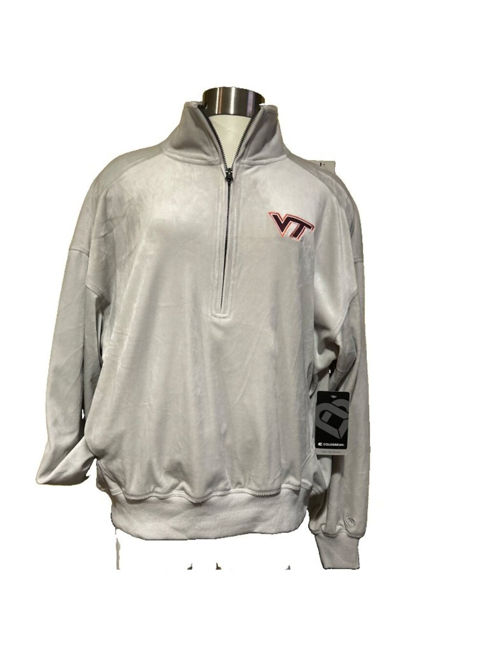 NEW Virginia Tech VT Hokies Colosseum Gray Velour Zip Sweatshirt Women's M